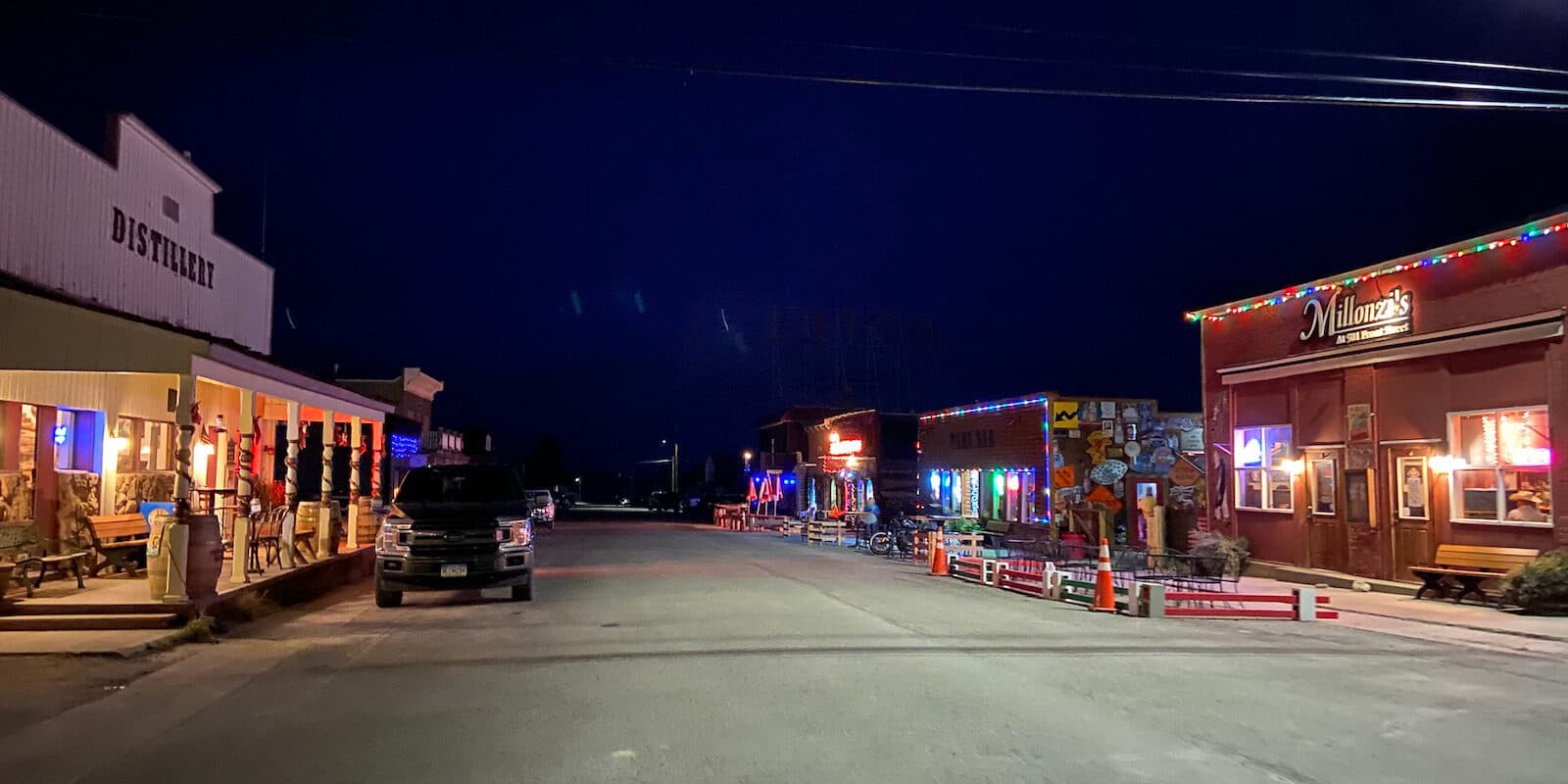 Fairplay Colorado Bars on Front Street at night