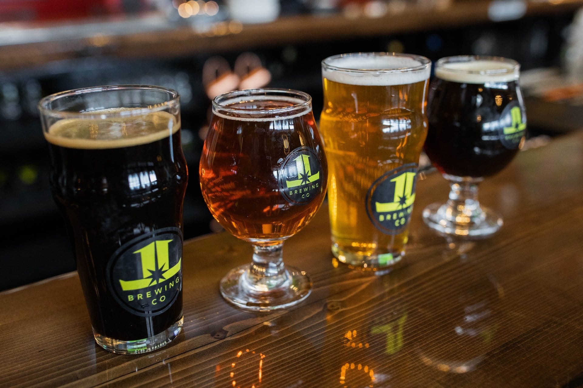 beer line up at lariat lodge brewing in evergreen