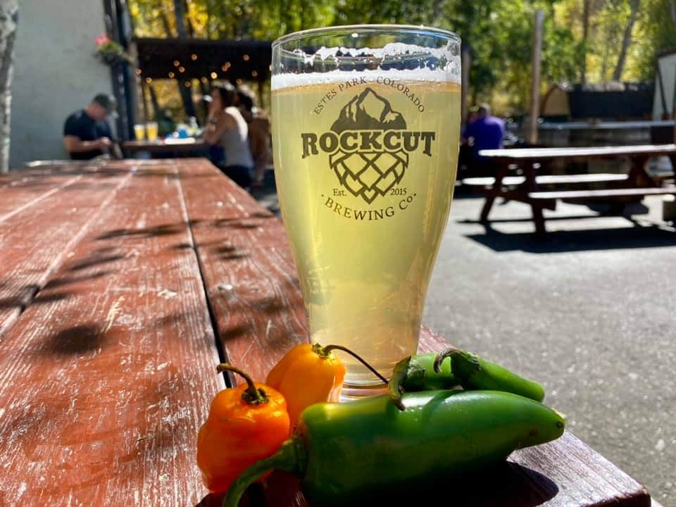 beer on patio at rock cut brewery