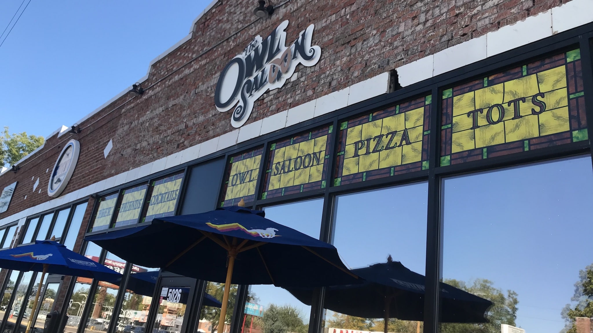 Front exterior of The Owl Saloon in Denver